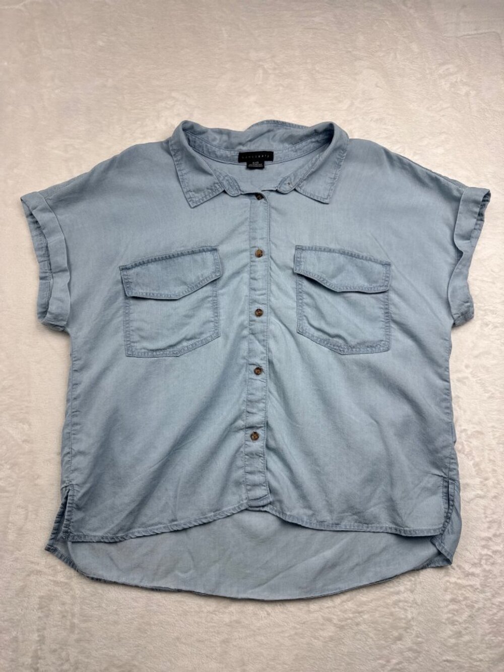 Sanctuary Womens Light Blue Button-Up Lyocell Shirt XL Modern Fit